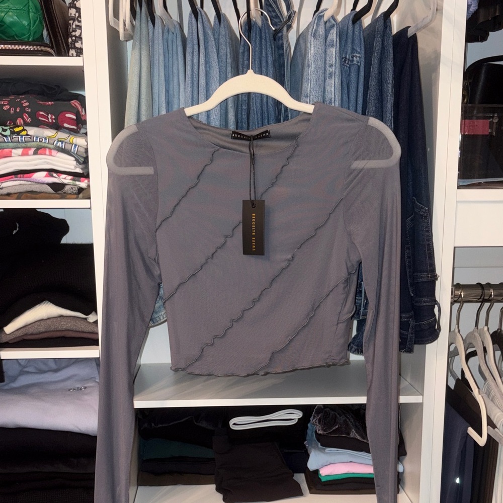 𝐍𝐖𝐓 | Brooklyn Karma Sheer L/S Crop Top